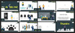 Infographics, headline.Businessman plans business presentation finances, powerpoint, launch of new project.Design template elements, white background, set.A team of people creates a business, teamwork