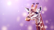 Girafa isolado em um fundo roxo, lilás e lavanda
 com luzes desfocadas - Fundo de tela 