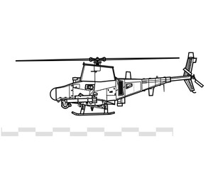 Canvas Print - Northrop Grumman MQ-8B Fire Scout. Vector drawing of unmanned autonomous helicopter. Side view. Image for illustration and infographics.