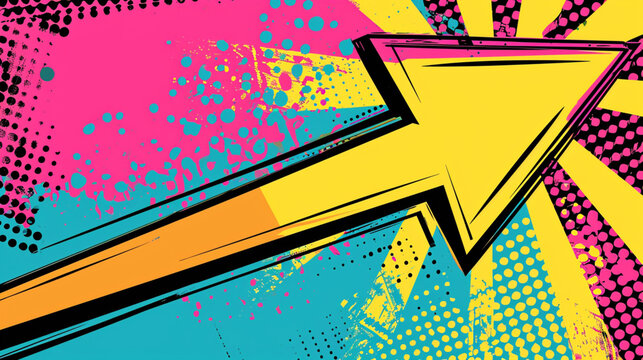 Pop art arrow. Vector colorful background in pop art retro comic style.