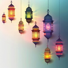 Wall Mural - Islamic new year design with hanging lantern poster 