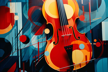 Aufkleber - A dynamic composition where abstract instruments intertwine and meld into one another, symbolizing the interconnectedness of different musical elements.