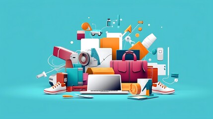 E-commerce, developer, programming and design material. Computer network concept