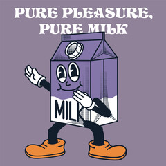 Wall Mural - Milk Character Design With Slogan Pure pleasure, pure milk