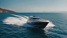 Luxury Speed Boat Sailing On Open Sea