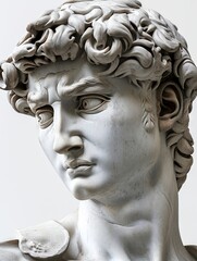 A beautiful stone stoic sculpture, statue of david portraying masculinity and stoicism.