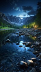 Wall Mural - natures beauty reflected in mountain waters generated by ai