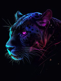 Fototapeta Młodzieżowe - Panther - Stylistic Vibrant Neon Mascot Design