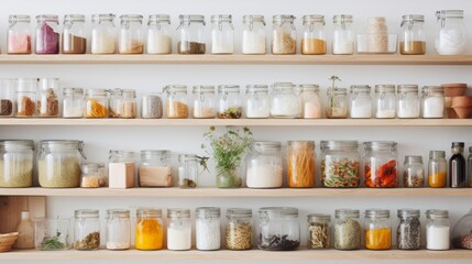 home storage area organize management home interior design pantry shelf and storage for store food and stuff in kitchen home design concept