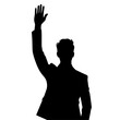 © Big Dream - Business man Raised hand vector silhouette