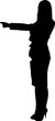 Silhouette of a woman pointing at things.
