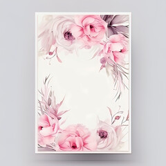 Sticker - Beautiful watercolor floral pink wedding template