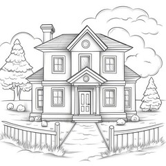 Wall Mural - Children's House Coloring Book