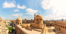 Full View Of Ancient Mosque Of Ibn Tulun, Famous Landmark Of Cairo City, Egypt