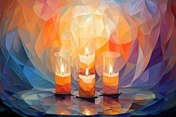 Canvas Print - Candlelit Advent Wreaths - Generative AI