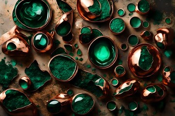 Wall Mural - Liquid copper and emerald green, a fusion of earth and metal.
