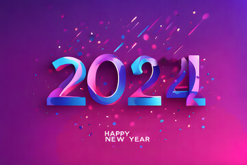 Wall Mural - Happy New Year 2024, greeting card of purple background 2024 HD wallpaper 