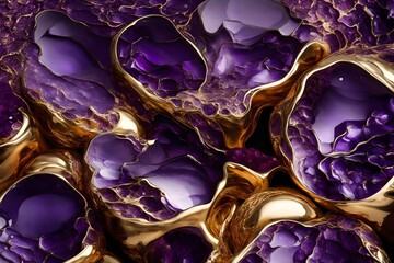 Wall Mural - Molten gold and amethyst purple converging in opulent, liquid harmony.