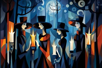 Poster - Carolers by Lamplight - Generative AI