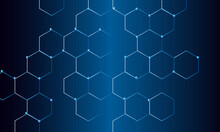 Blue Seamless Hexagon Pattern Background. Abstract Hexagonal Concept Technology Background. Vector Illustration. Design For Banner, Poster, Template, Technology Science Concept Background.