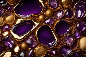 Wall Mural - Molten gold and amethyst purple, a luxurious blend of liquid riches.