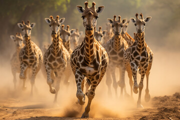 Wall Mural - Running Giraffes