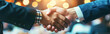 a handshake with two people shaking hands for business
