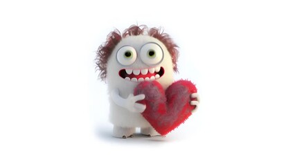 Sticker - cute monster giving red heart