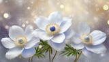 Fototapeta Fototapeta w kwiaty na ścianę - Wiosenne kwiaty, zawilec grecki, kartka na życzenia, generative ai