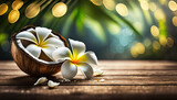 Fototapeta Kwiaty - Kwiaty plumerii, hawajskie, tłop, generative ai