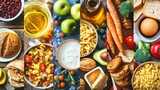 Fototapeta  - collage of food products