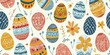 Cute hand-drawn easter eggs horizontal seamless pattern, fun easter decoration, great for banners, wallpapers, card design.