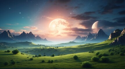 Wall Mural - landscape under the moon