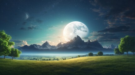 Wall Mural - landscape under the moon