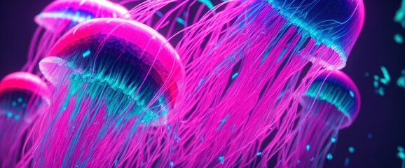 Wall Mural - glowing jellyfish