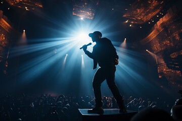 black man singing hip hop and rapping at a concert