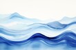 Abstract painting of indigo blue watercolor waves and mountains on a white background. Generative AI