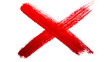 X mark painted red isolated on transparent background.