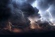 An artistic rendering of a lively thunderstorm, with electrifying lightning streaking across the atmosphere. Generative AI
