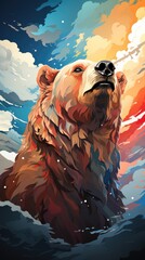 Wall Mural - A painting of a bear in the water