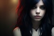 emo girl, portrait of a young lady with bright eye makeup. close-up of the face. youth subculture, fans of musical trends.
