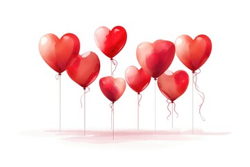 Red heart balloon for party and celebration, valentine's day isolated on white background, birthday and anniversary