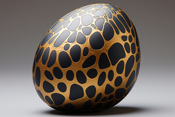 Wall Mural - A gold and black egg with black spots on it