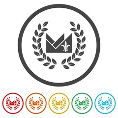 Poster - Laurel crown icon. Set icons in color circle buttons