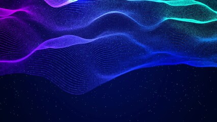 Wall Mural - abstract blue hologram background of sci-fi microworld, nanotechnology or cosmic space. 4k glow part