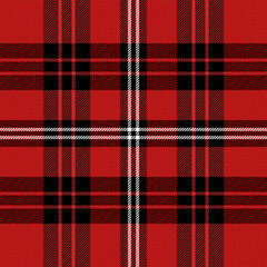 Wall Mural - Christmas and new year tartan plaid. Scottish pattern in black, red and white cage. Scottish cage. Traditional Scottish checkered background. Seamless fabric texture. Vector illustration