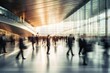 © Maksymiv Iurii - Blurry silhouettes of office workers hurrying in modern office building