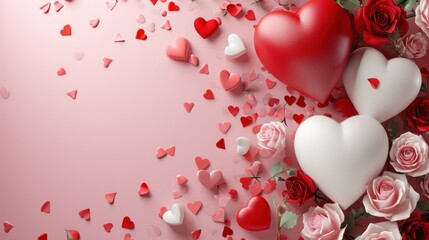 Wall Mural - valentine's day poster template with large copy space for text