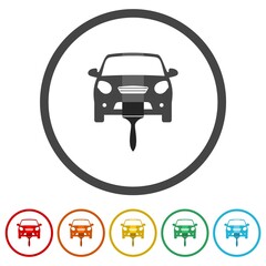 Sticker - Car paint logo. Set icons in color circle buttons