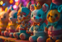 The Amazing Digital Circus With A Close-up Shot Of The Adorable Anime Cartoon Plush Toys, Showcasing Their Intricate Details And Lively Colors.